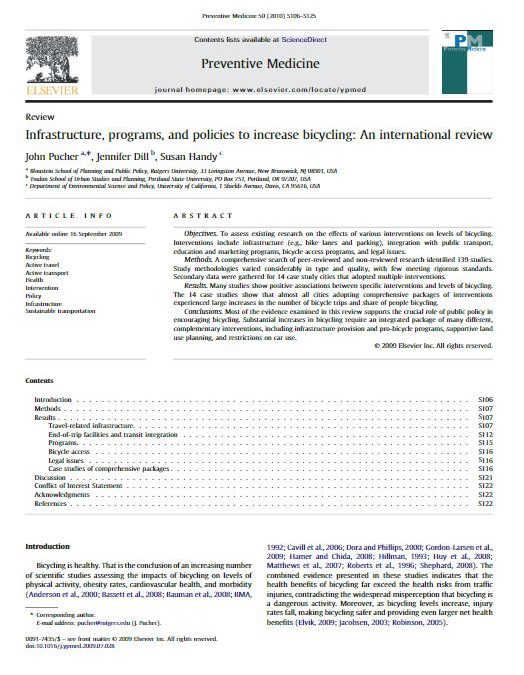 Infrastructure, Programs and Policies to Increase Bicycling: An International Review