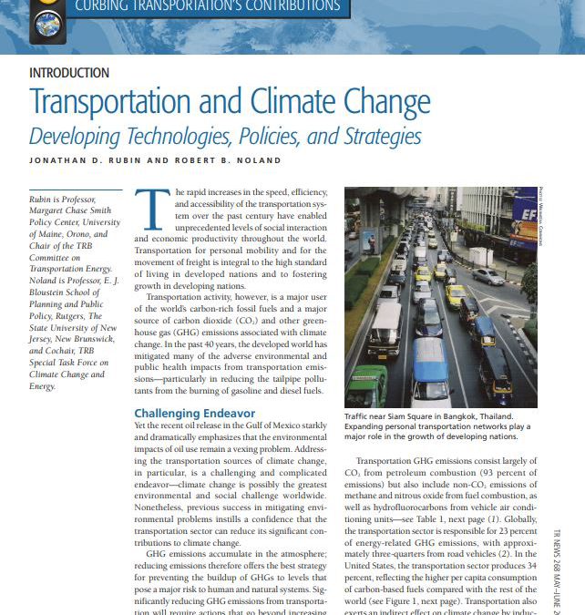 Transportation and Climate Change: Developing Technologies, Policies and Strategies