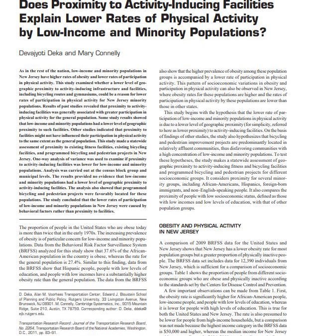 Does Proximity to Activity-Inducing Facilities Explain Lower Participation in Physical Activity by Low-Income and Minority Populations?