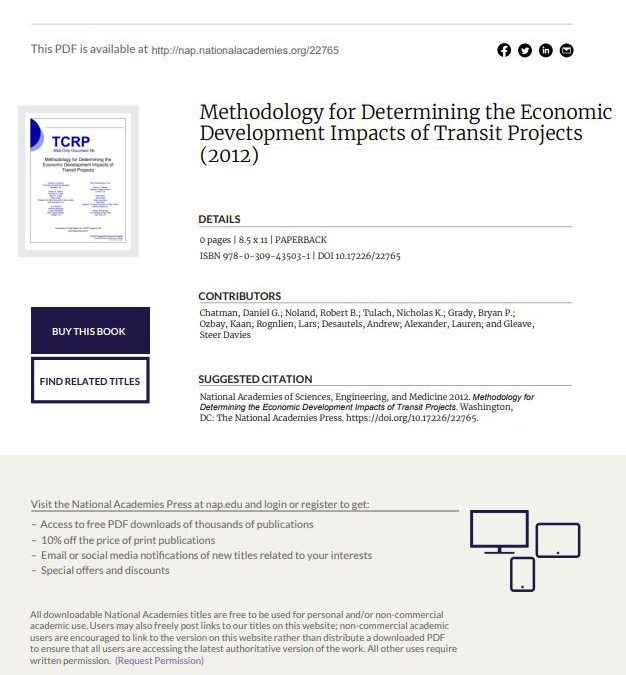 Methodology for Determining the Economic Development Impacts of Transit Projects
