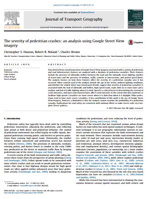 The Severity of Pedestrian Crashes: An Analysis Using Google Street View Imagery