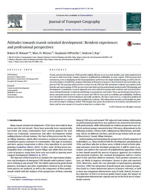 Attitudes towards transit-oriented development: Resident experiences and professional