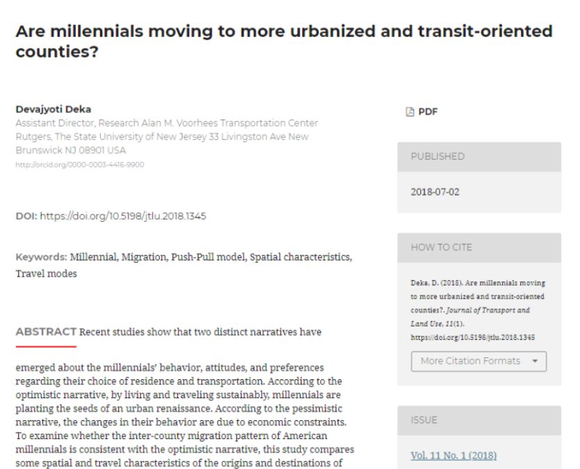 Are millennials moving to more urbanized and transit-oriented counties?