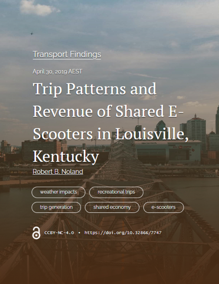 Trip patterns and revenue of shared e-scooters in Louisville Kentucky
