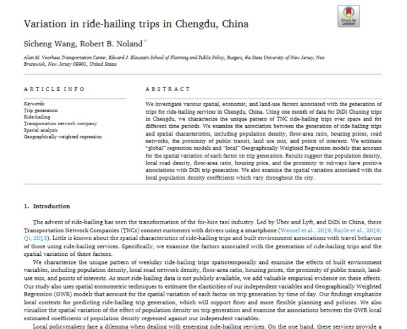Research: Variation in ride-hailing trips in Chengdu, China