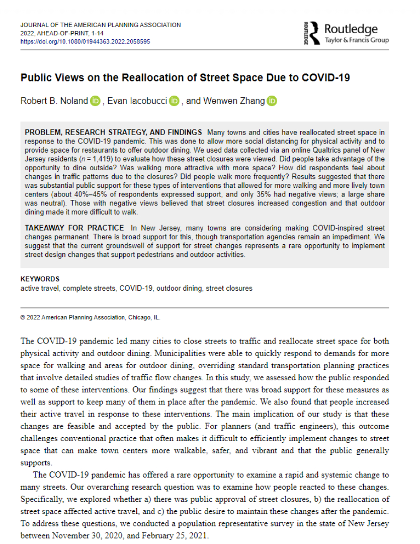 Public Views on the Reallocation of Street Space Due to COVID-19