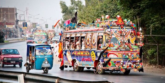 Truck art on an informal bus in Peshawar. Courtesy of Mashriq TV